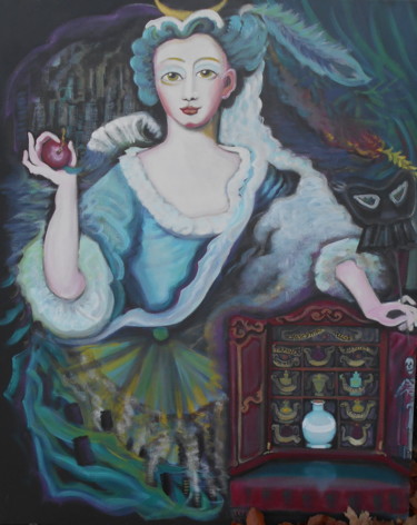 Schilderij getiteld "Déesse de l'Eau pri…" door Karotte, Origineel Kunstwerk, Acryl