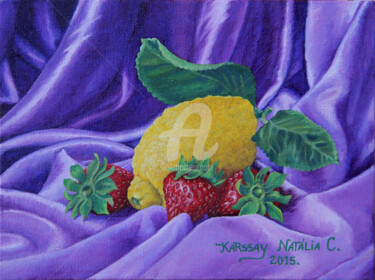 Pittura intitolato "Fruits – citron" da Karssay Natália Constancia, Opera d'arte originale, Olio