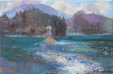 Malerei mit dem Titel "Relax on the lake S…" von Anastasiia Grygorieva, Original-Kunstwerk, Öl Auf Keilrahmen aus Holz monti…