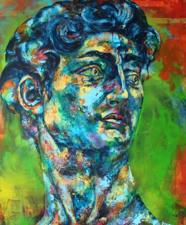 Schilderij getiteld "David" door Kascho, Origineel Kunstwerk, Acryl Gemonteerd op Frame voor houten brancard