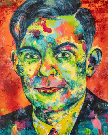 "Alan Turing" başlıklı Tablo Kascho tarafından, Orijinal sanat, Akrilik Ahşap Sedye çerçevesi üzerine monte edilmiş