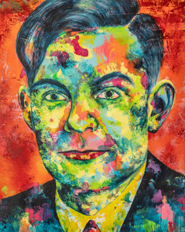 Pittura intitolato "Alan Turing" da Kascho, Opera d'arte originale, Acrilico Montato su Telaio per barella in legno