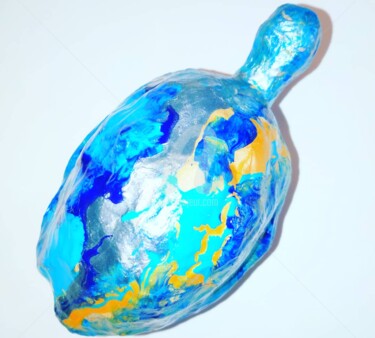 Sculpture intitulée "Tortue horizontale ©" par Kasiopea, Œuvre d'art originale, Papier mâché