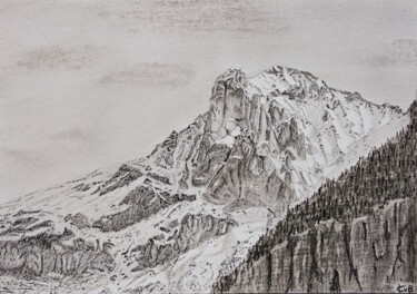 「Ärmighorn 1」というタイトルの描画 Kaspar Von Bergen- Mountainartによって, オリジナルのアートワーク, グラファイト