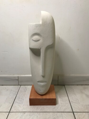 Sculpture titled "Danseur visage" by Kassim Baudry, Original Artwork, Aerated concrete