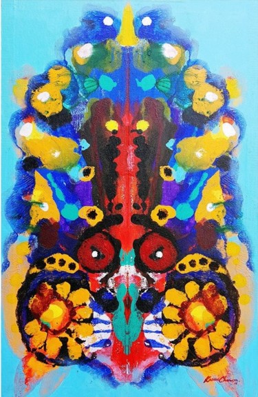 Painting titled "Smears on a Flamboy…" by Kasun Wickramasinghe, Original Artwork, Acrylic Mounted on Wood Stretcher frame