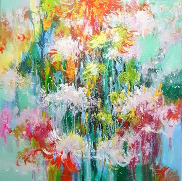 Картина под названием "Dandelion Feathers" - Kasun Wickramasinghe, Подлинное произведение искусства, Акрил Установлен на Дер…