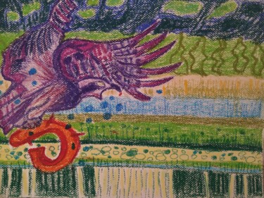 Ζωγραφική με τίτλο "Eagle" από Katalin Tóth, Αυθεντικά έργα τέχνης, Παστέλ