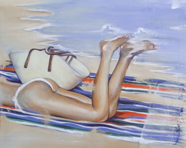 Peinture intitulée "Beach lover" par Katarina Branisova, Œuvre d'art originale, Acrylique