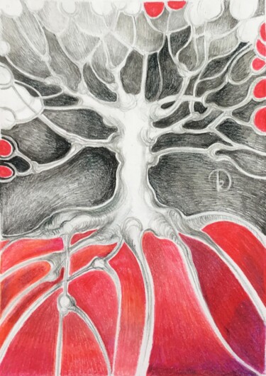 Disegno intitolato "TREE OF KNOWLEDGE -…" da Katarzyna Dietrych, Opera d'arte originale, Pastello