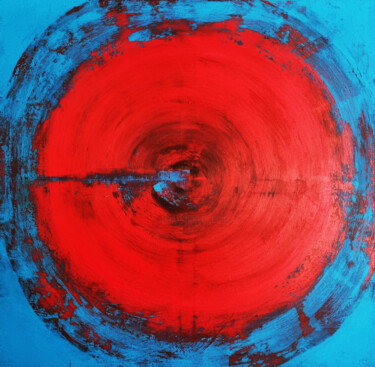 Painting titled "RED CIRCLE 2" by Katarzyna Jasyk, Original Artwork, Acrylic