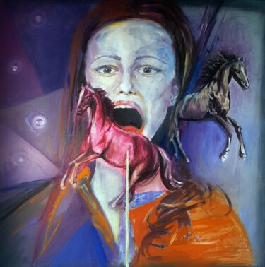 Картина под названием "One on one frenzy" - Katarzyna M. Rymarz, Подлинное произведение искусства, Масло
