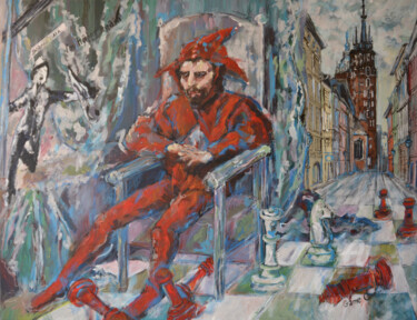 Malarstwo zatytułowany „Jester” autorstwa Katarzyna Machejek, Oryginalna praca, Akryl Zamontowany na Inny sztywny panel