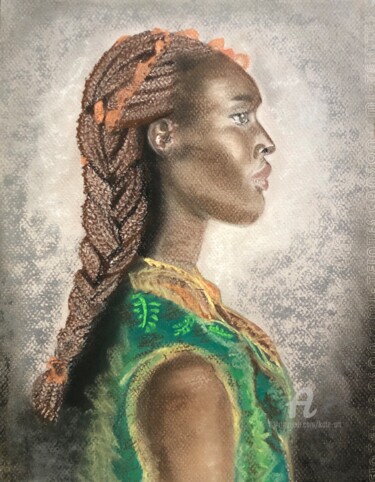 Σχέδιο με τίτλο "Africaine" από Kate_art, Αυθεντικά έργα τέχνης, Κιμωλία