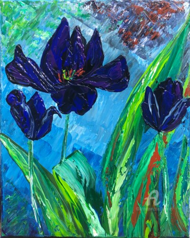 Schilderij getiteld "Tulipes - Reines de…" door Kate_art, Origineel Kunstwerk, Acryl