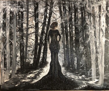 Schilderij getiteld "La veuve noire" door Kate_art, Origineel Kunstwerk, Acryl