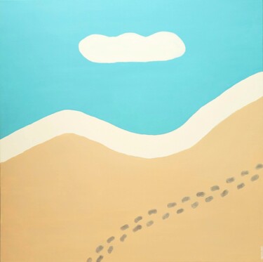 Painting titled "Slow walk on the be…" by Kate Hessling, Original Artwork, Acrylic Mounted on Wood Stretcher frame