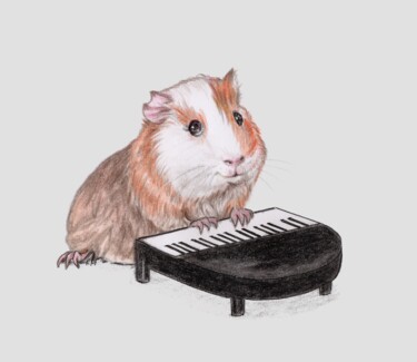 数字艺术 标题为“Guinea pig piano pl…” 由Kate Makaro, 原创艺术品, 照片蒙太奇