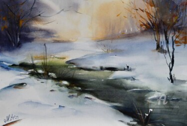 Digital Arts titled "Frost river" by Kate Matveeva, Original Artwork, Watercolor