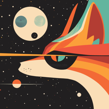 数字艺术 标题为“Space Fox” 由Kate Ryz, 原创艺术品, 数字油画