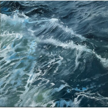 Painting titled "Wavy coastal" by Kate Samsoniuk, Original Artwork, Oil