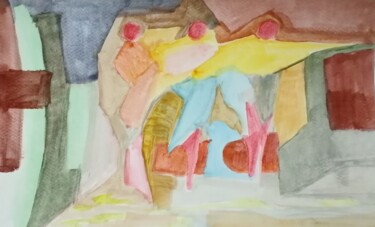 绘画 标题为“Sirtaki” 由Katerina Athanasiou, 原创艺术品, 水彩 安装在木质担架架上
