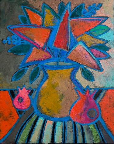 Pittura intitolato "Flower" da Katerina Sapozhkova, Opera d'arte originale, Olio