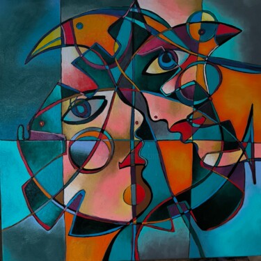 Schilderij getiteld "Love is like geomet…" door Katerina Sapozhkova, Origineel Kunstwerk, Olie