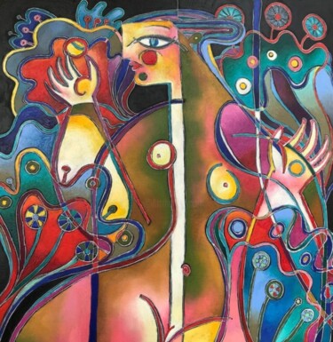 Malerei mit dem Titel "Girl in a mysteriou…" von Katerina Sapozhkova, Original-Kunstwerk, Öl