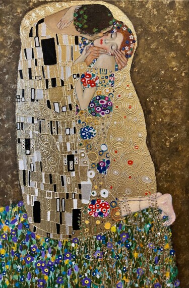 「“The kiss”, Gustav…」というタイトルの絵画 Katerina Yakovlevaによって, オリジナルのアートワーク, オイル ウッドストレッチャーフレームにマウント