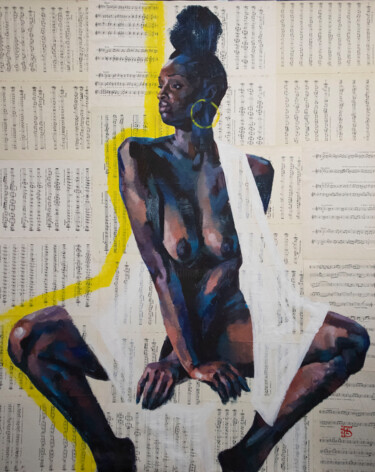 Painting titled "Her name is Melody" by Kateryna Bortsova, Original Artwork, Acrylic Mounted on Cardboard