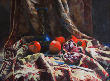 Painting titled "Oriental still life" by Kateryna Bortsova, Original Artwork, Oil