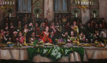 Painting titled "Marriage at Cana" by Kateryna Bortsova, Original Artwork, Oil