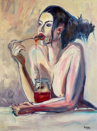 Malarstwo zatytułowany „Girl with jam” autorstwa Kateryna Krivchach, Oryginalna praca, Olej