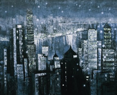 Картина под названием "Night lights" - Kateryna Lemesheva, Подлинное произведение искусства, Масло