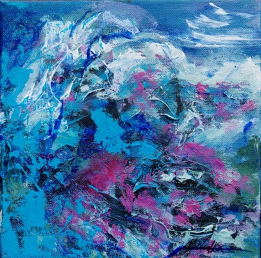 Painting titled "Blue symphony 2" by Kateryna Solodka (Katia Solodka), Original Artwork, Acrylic Mounted on Wood Stretcher f…