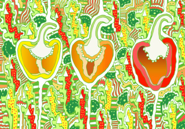 Arte digitale intitolato "Аssorted peppers" da Kateryna Svyrydova, Opera d'arte originale, Lavoro digitale 2D
