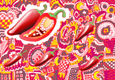 数字艺术 标题为“Chili peppers” 由Kateryna Svyrydova, 原创艺术品, 2D数字工作