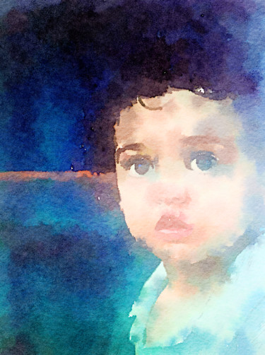 Peinture intitulée "Le petit Prince" par Kath Sapeha, Œuvre d'art originale, Aquarelle