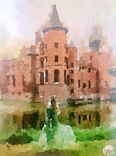 Peinture intitulée "Castle and a green…" par Kath Sapeha, Œuvre d'art originale, Aquarelle