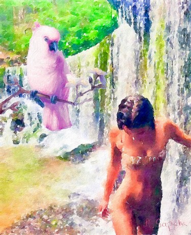 Peinture intitulée "Waterfall" par Kath Sapeha, Œuvre d'art originale, Huile