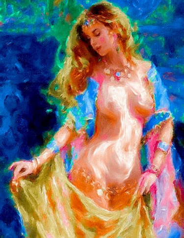 Painting titled "Moroccan dancer in…" by Kath Sapeha, Original Artwork, Oil