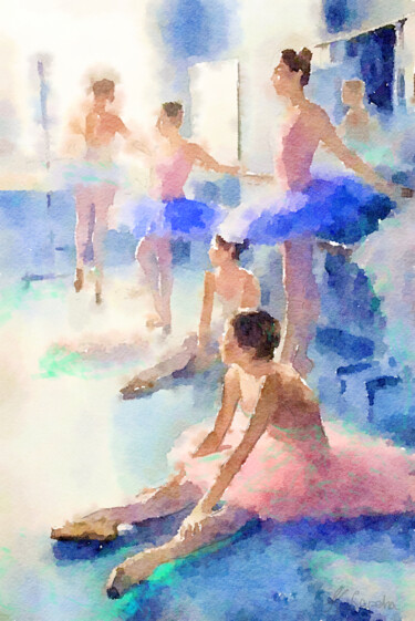 Painting titled "Ballet class" by Kath Sapeha, Original Artwork, Watercolor