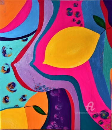 Peinture intitulée "Serie Psycho fruits…" par Katharina Eisenberg, Œuvre d'art originale, Acrylique Monté sur Châssis en bois