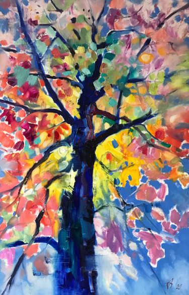 제목이 "Der Baum"인 미술작품 Katharina Valeeva로, 원작, 기름 나무 들것 프레임에 장착됨