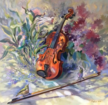 Malerei mit dem Titel "Frühlingsmusik" von Katharina Valeeva, Original-Kunstwerk, Öl