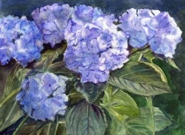 Painting titled "Hydrangeas" by Katherine Berlin, Original Artwork