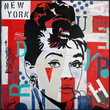 Malerei mit dem Titel "Audrey Hepburn - NYC" von Kathleen Artist, Original-Kunstwerk, Acryl