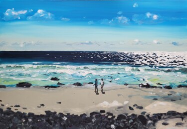 Malerei mit dem Titel "Strandspaziergang" von Kathrin Flöge, Original-Kunstwerk, Acryl Auf Keilrahmen aus Holz montiert