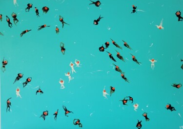 Картина под названием "Swimming. 40 Grad." - Kathrin Flöge, Подлинное произведение искусства, Акрил Установлен на Деревянная…